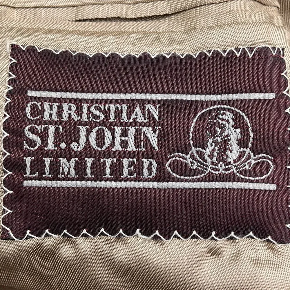 Christian St John Tallia Uomo Blazer Men 46R Black Beige Diamond Jacket USA VTG